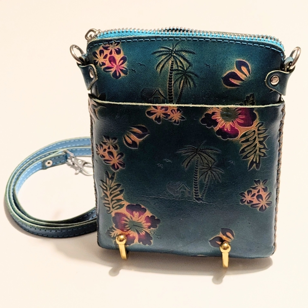 Hawaiian Blue Leather Crossbody Bag